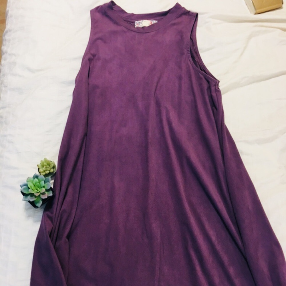 Purple suede tank dress